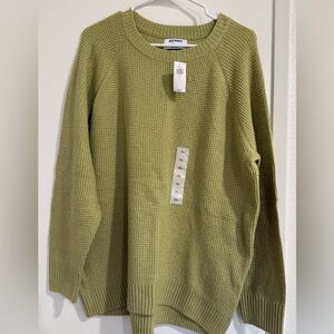 Old Navy Light Olive Green Waffle Knit Crewneck Sweater